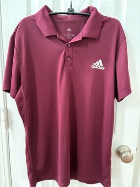 adidas Men’s Maroon Climalite Polo with White Logo